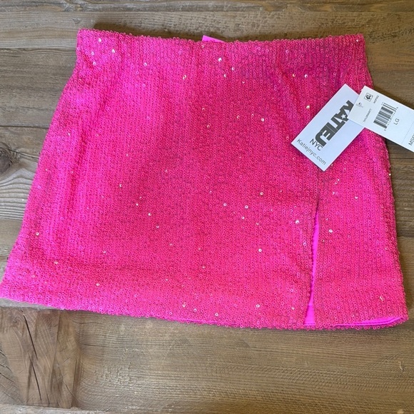 Katie J NYC Pink Sequin Slit Mini Skirt TAYLOR SEQUIN MINI SKIRT - Picture 4 of 7